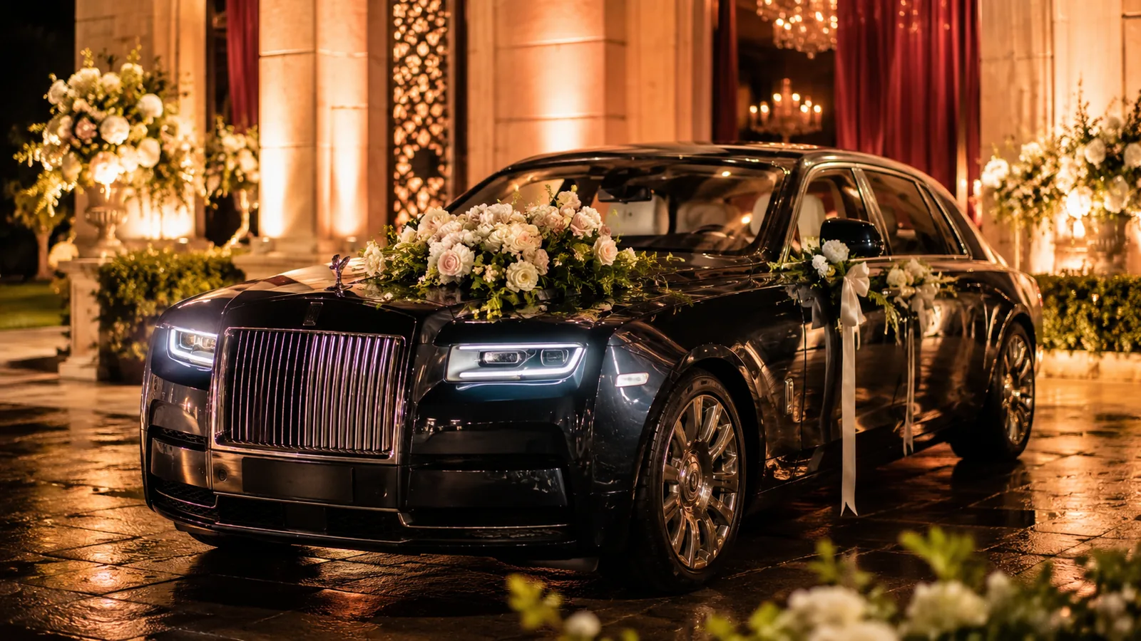 Voiture de prestige dans un décor de réception